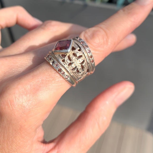 Stunning vintage Circa 1970s, Very weighty Solid sterling, Pink tourmaline Ring - Picture 5 of 6